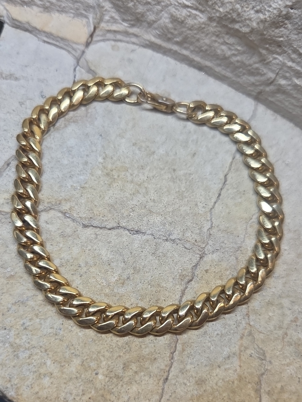 Vintage Gold Plated Cuban Link Bracelet for Men - Classic Chain